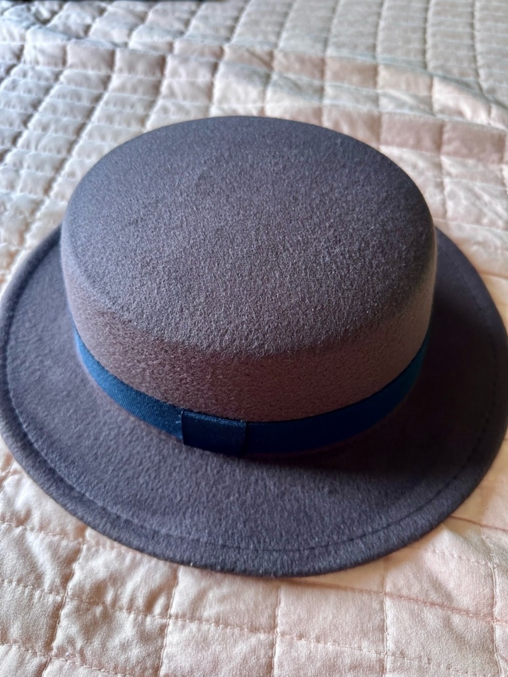 Unisex “Coffee” colored Wool Felt Bowler Hat with Black Ribbon